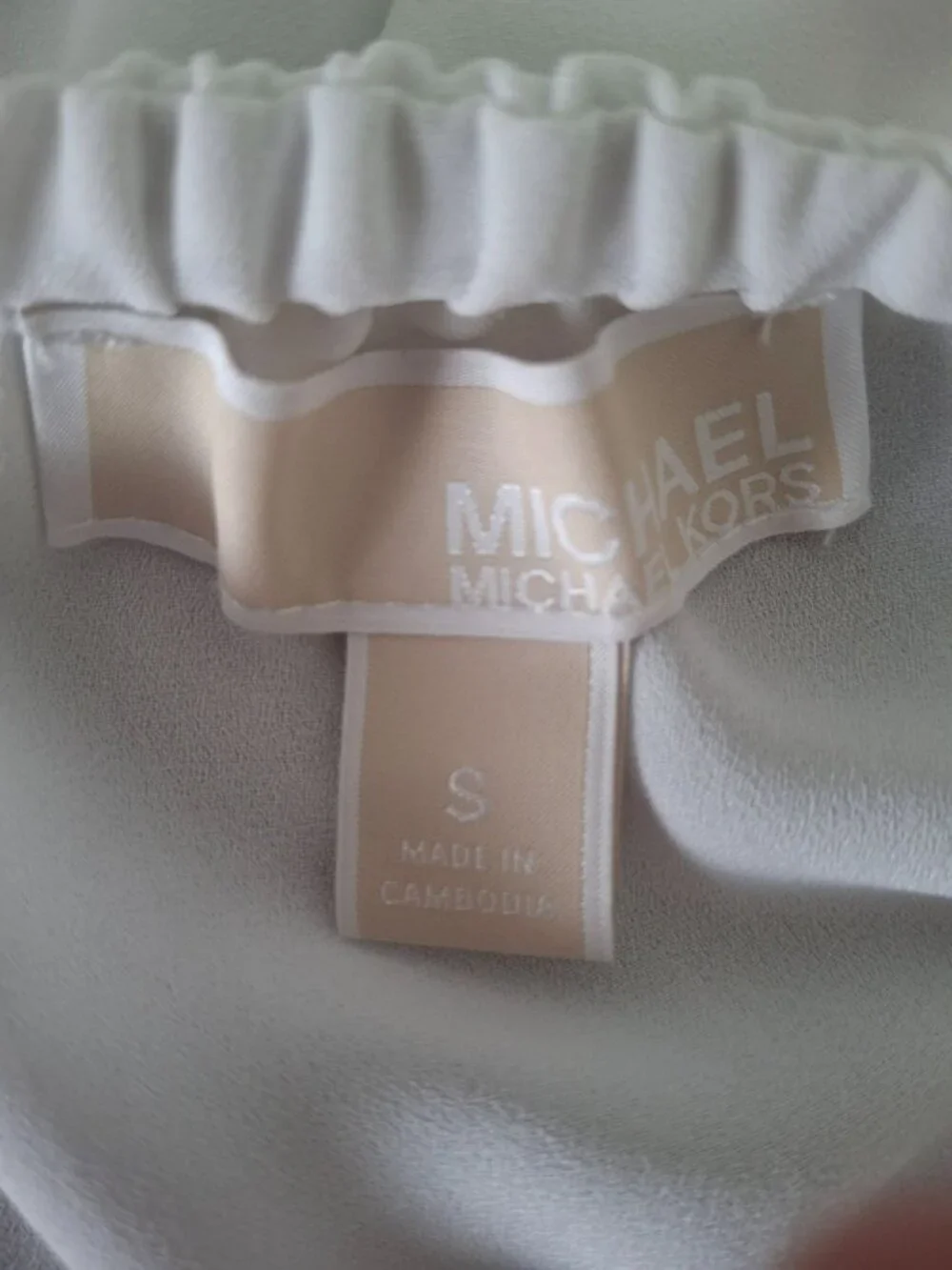 Michael Kors White Off Shoulder Ruffle Blouse S Boho Coastal Quiet Luxury Top